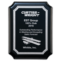 7" x 9" Black High Gloss Plaque with Black Silver Florentine Border Laserable Aluminum Plate