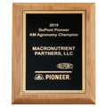 Alder Wood Plaque with Black Textured, Gold 9" x 12" Natural Florentine Bordered LaserFX Plate
