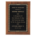 4 1/2" x 6" Jewelers Black Laserable Gold Border Plate on an American Walnut Plaque- Sheffield Series