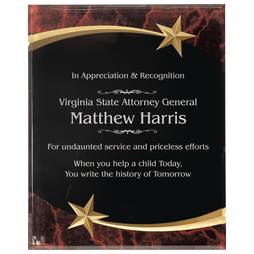 Red 7" x 9" Marble Shooting Star Acrylic Plaque