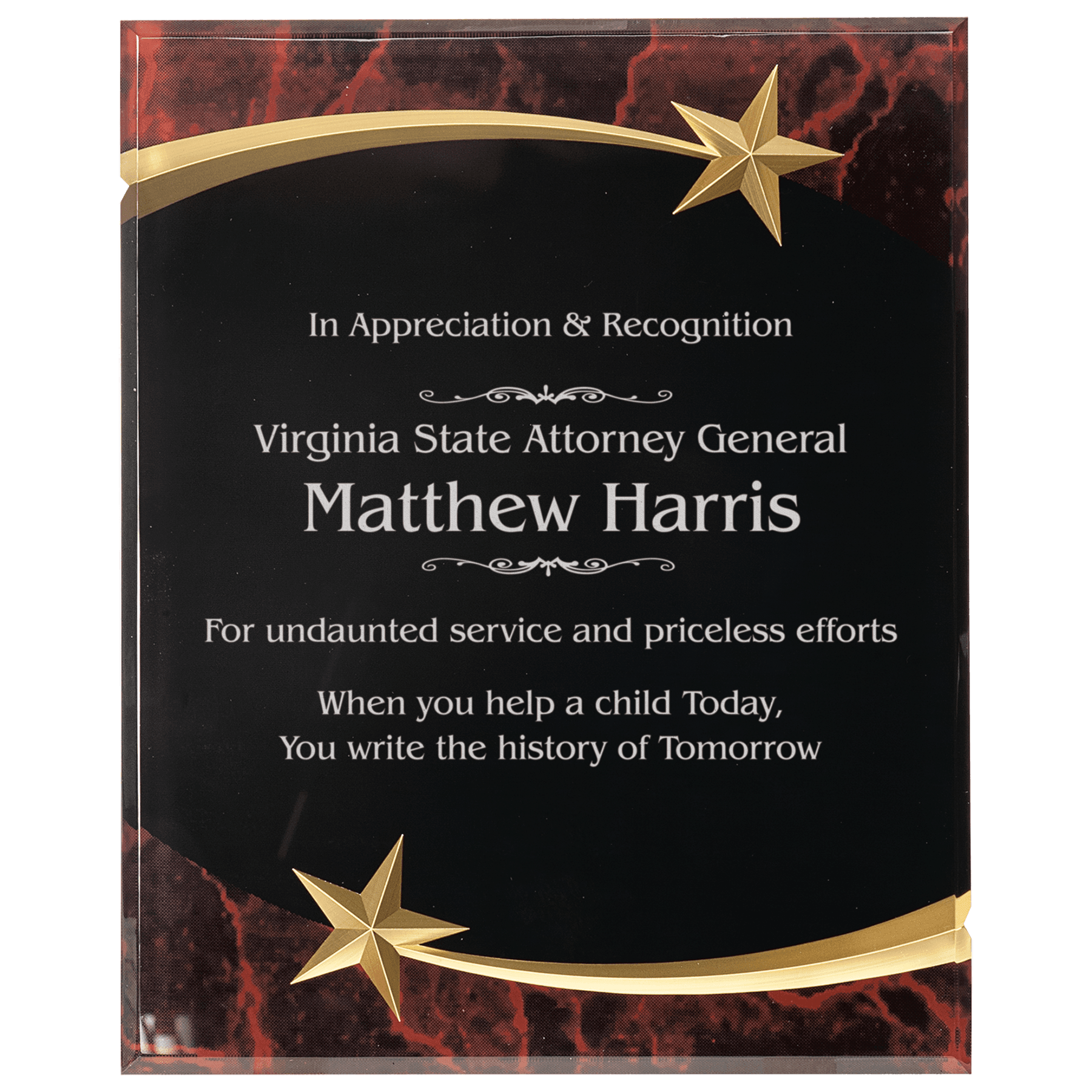 Red 7" x 9" Marble Shooting Star Acrylic Plaque